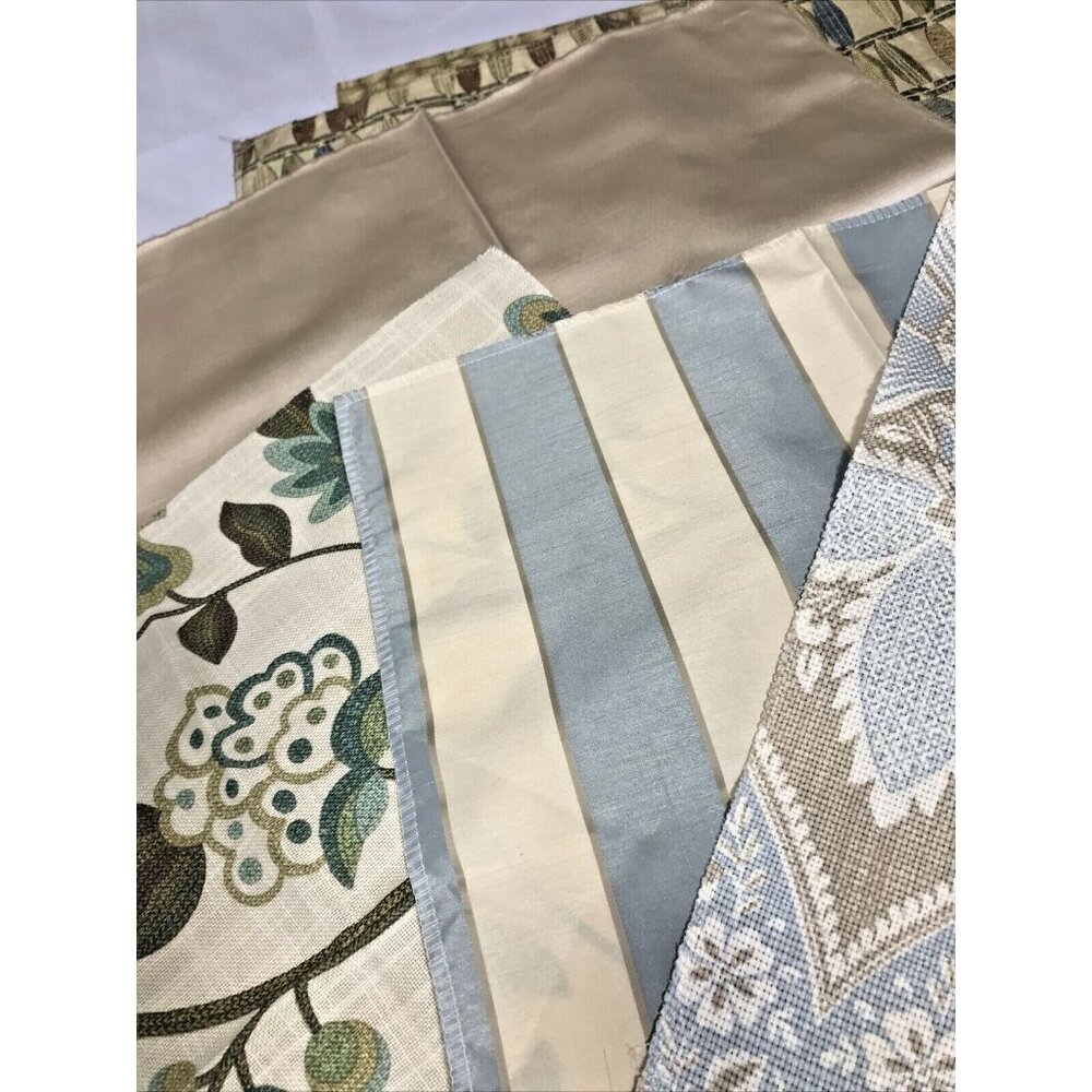 UPHOLSTERY Random Medium Swatches Lot Of 9 Mainly Tans, Blues & Greens - Picture 2 of 12